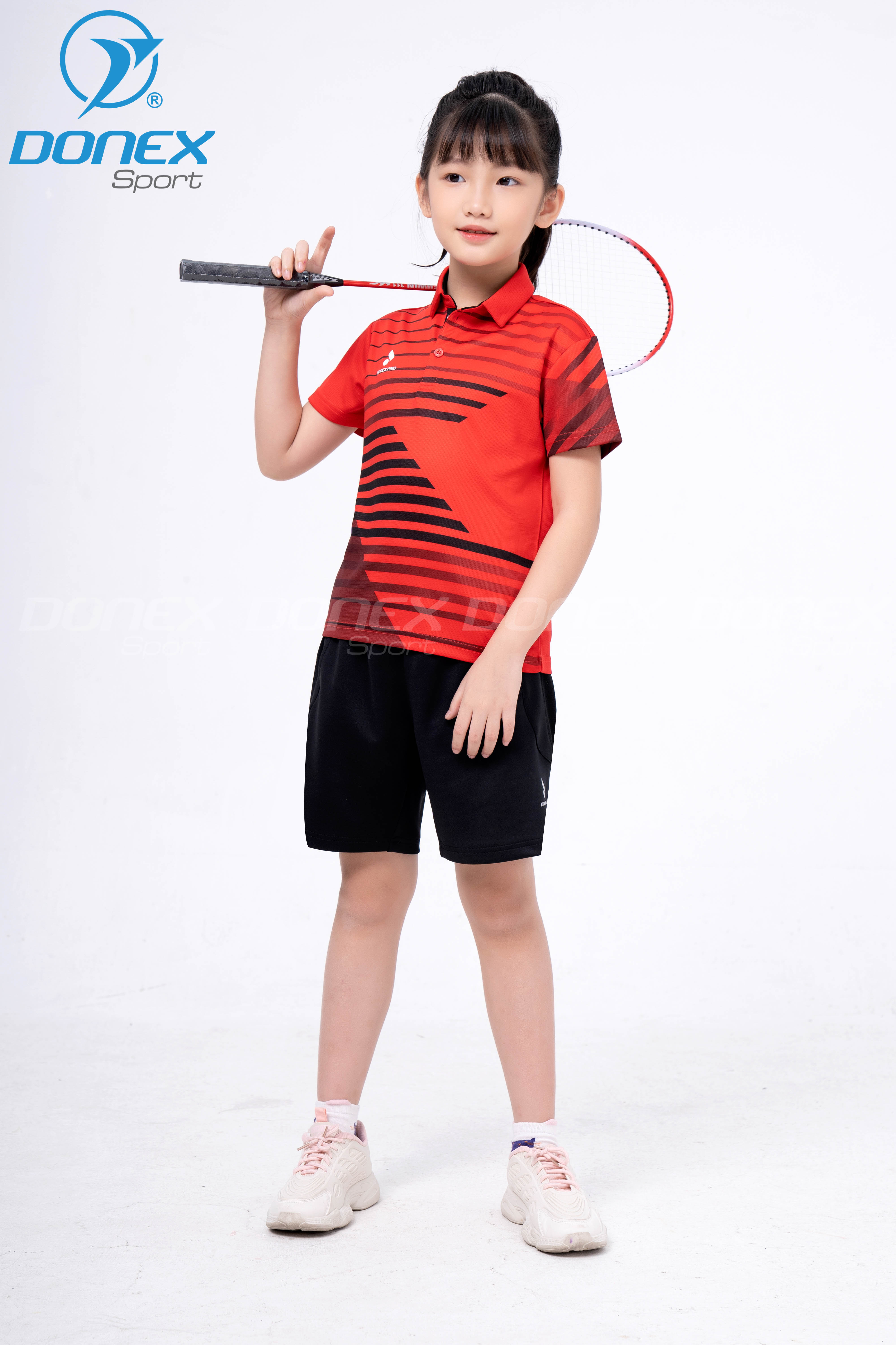 Áo thể thao trẻ em TC-1044 Đỏ phối đen